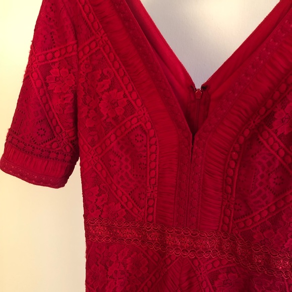 TADASHI SHOJI red  stylish midi cocktail dress - Picture 3 of 6